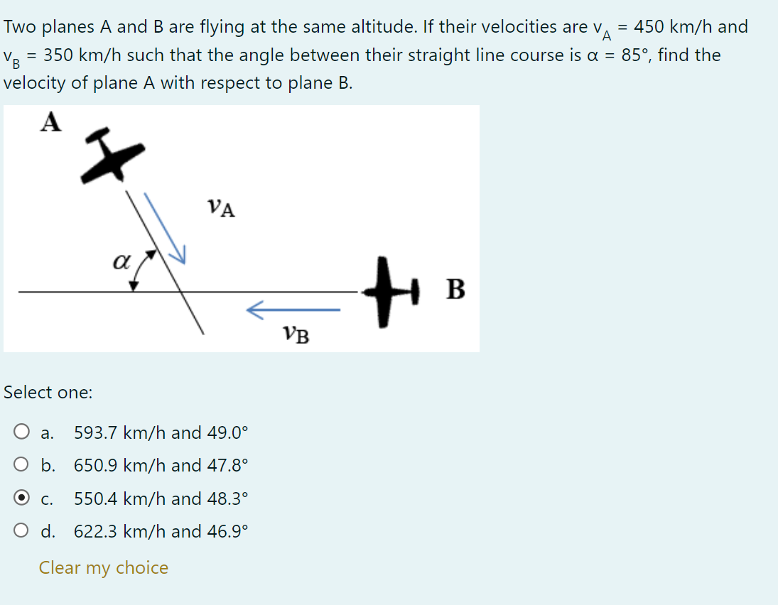 Solved Two Planes A And B ﻿are Flying At The Same Altitude. | Chegg.com