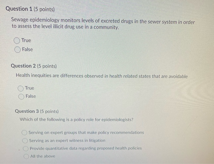 Solved Question 1 (5 points) Sewage epidemiology monitors