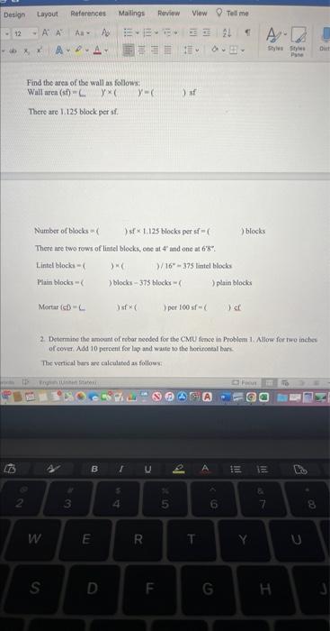 Solved 1. Determine the number of 8 -inch-high by 8 | Chegg.com