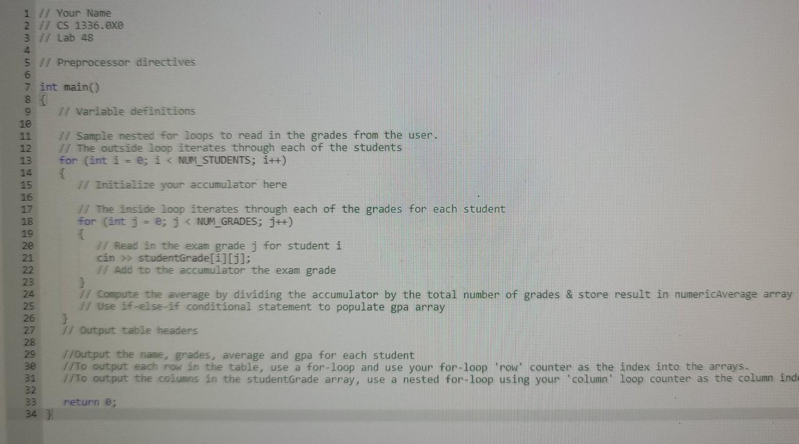 Solved 7.7 Lab 48: Student Grades with Averages and GPAS The | Chegg.com