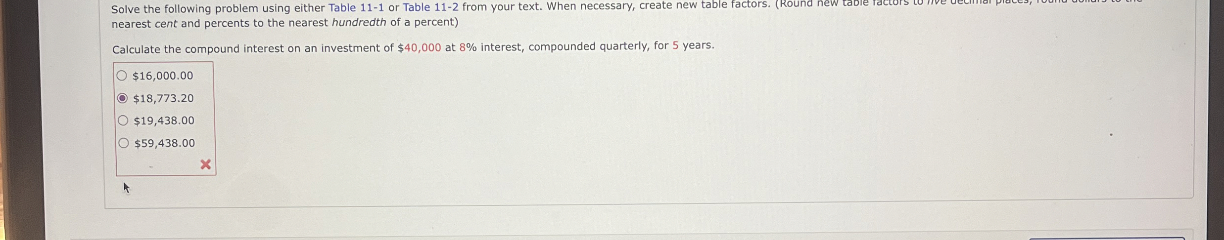 Solved Solve the following problem using either Table 11-1 | Chegg.com