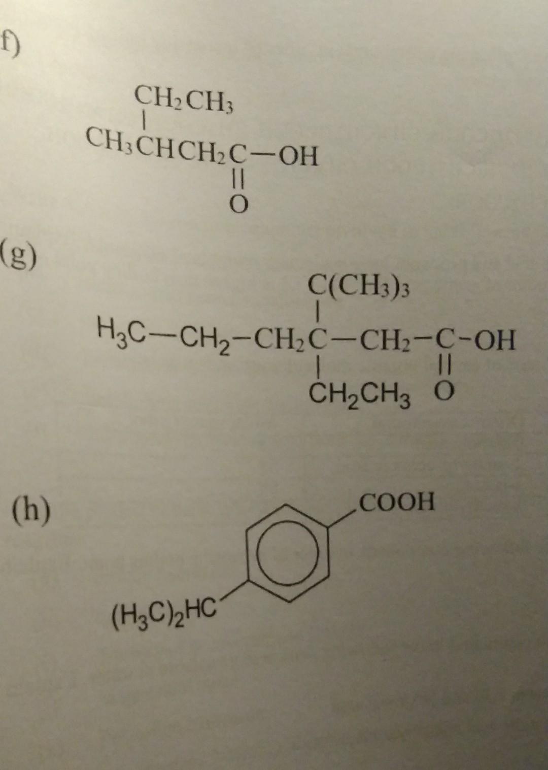 Solved 1) CH2CH3 1 CH3CHCH2C-OH O (g) C(CH3)3 | Chegg.com