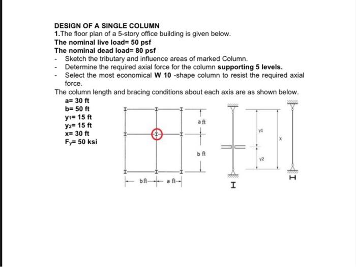 Solved DESIGN OF A SINGLE COLUMN 1.The floor plan of a | Chegg.com