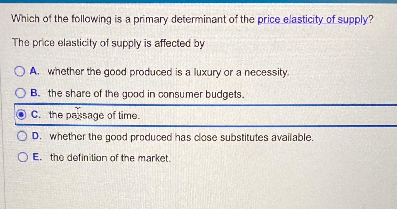 what is the main determinant of price elasticity of supply