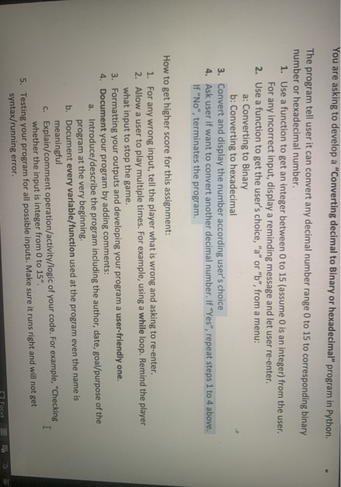 Solved You are asking to develop a "Converting decimal to | Chegg.com