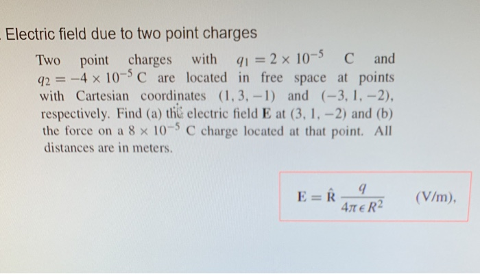 Solved Electric Field Due To Two Point Charges Two Point Chegg Com