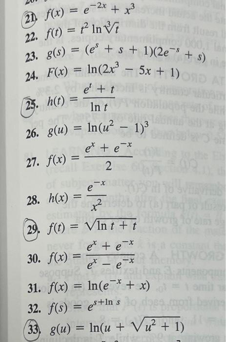 Solved In Exercises Through Differentiate The Given Chegg Com