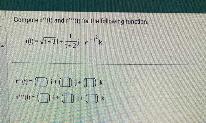 Solved Compute r′′(t) and r′′′(t) for the following | Chegg.com