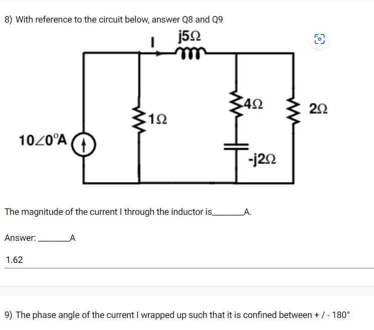 Solved With reference to the circuit below, answer Q8 ﻿and | Chegg.com