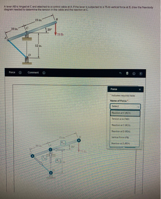 Solved A Lever AB Is Hinged At Cand Attached To A Control | Chegg.com