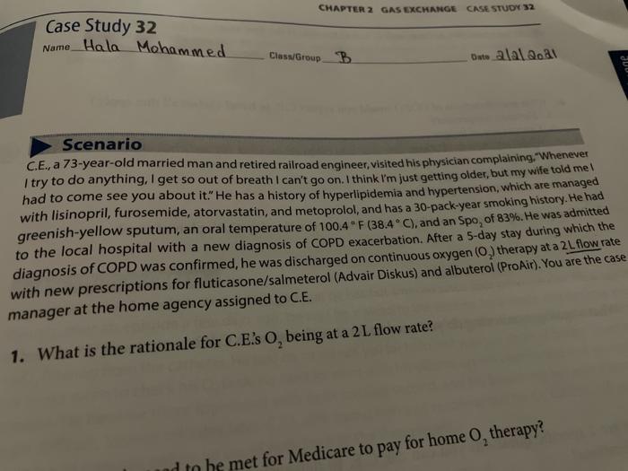 Solved CHAPTER 2 GAS EXCHANGE CASE STUDY 32 Case Study 32 | Chegg.com