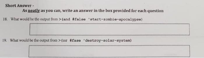 Short Answer - As neatly as you can, write an answer | Chegg.com