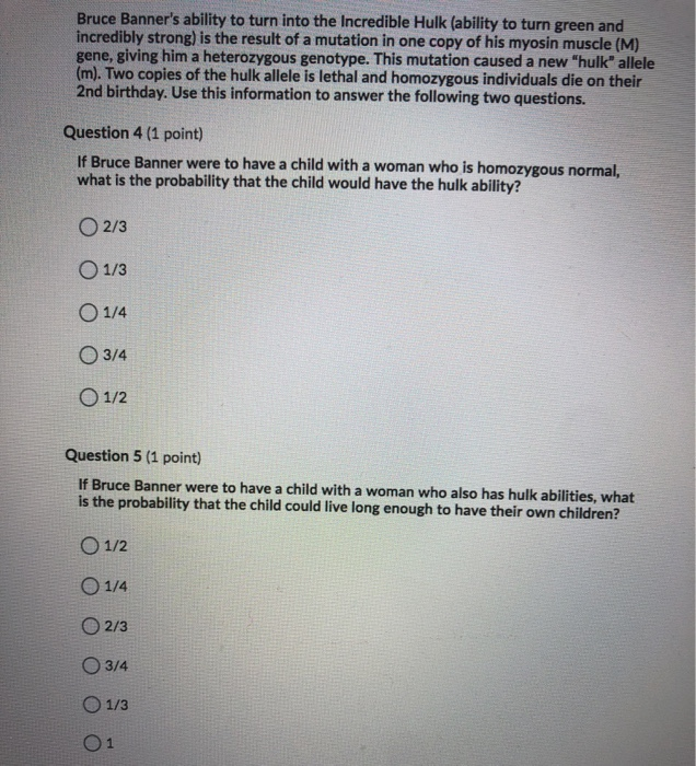 Solved Bruce Banner's ability to turn into the Incredible | Chegg.com