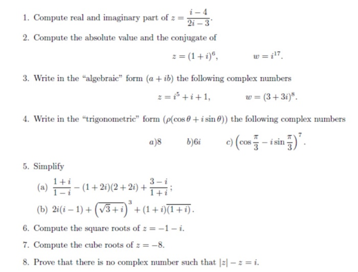 Solved I 4 1 Compute Real And Imaginary Part Of 2 2i 3 Chegg Com