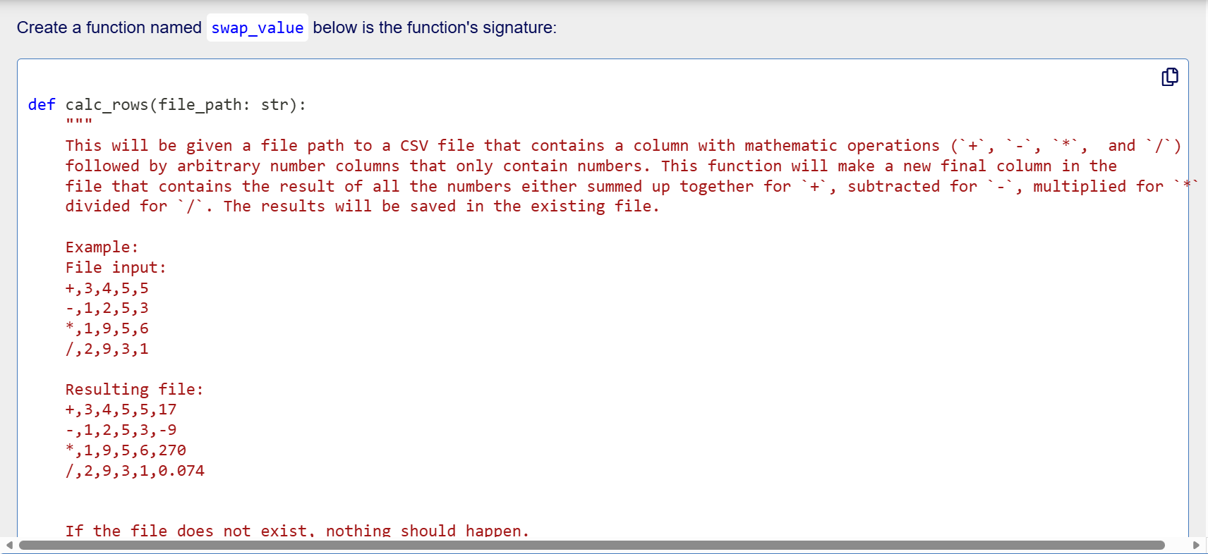 Solved Create a function named swap_value below is the | Chegg.com