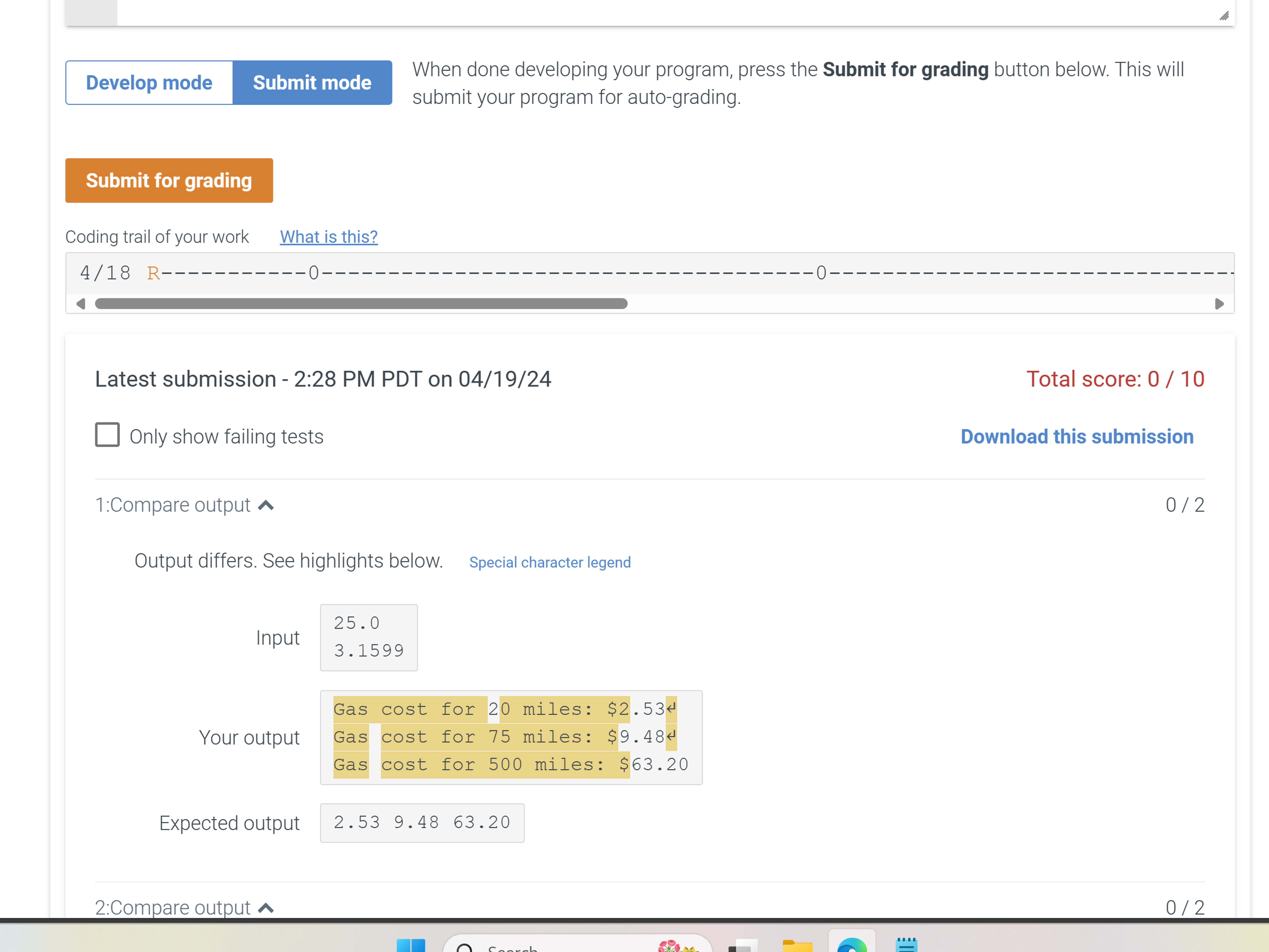 Solved I cant seem to figure out how to fix my output the | Chegg.com