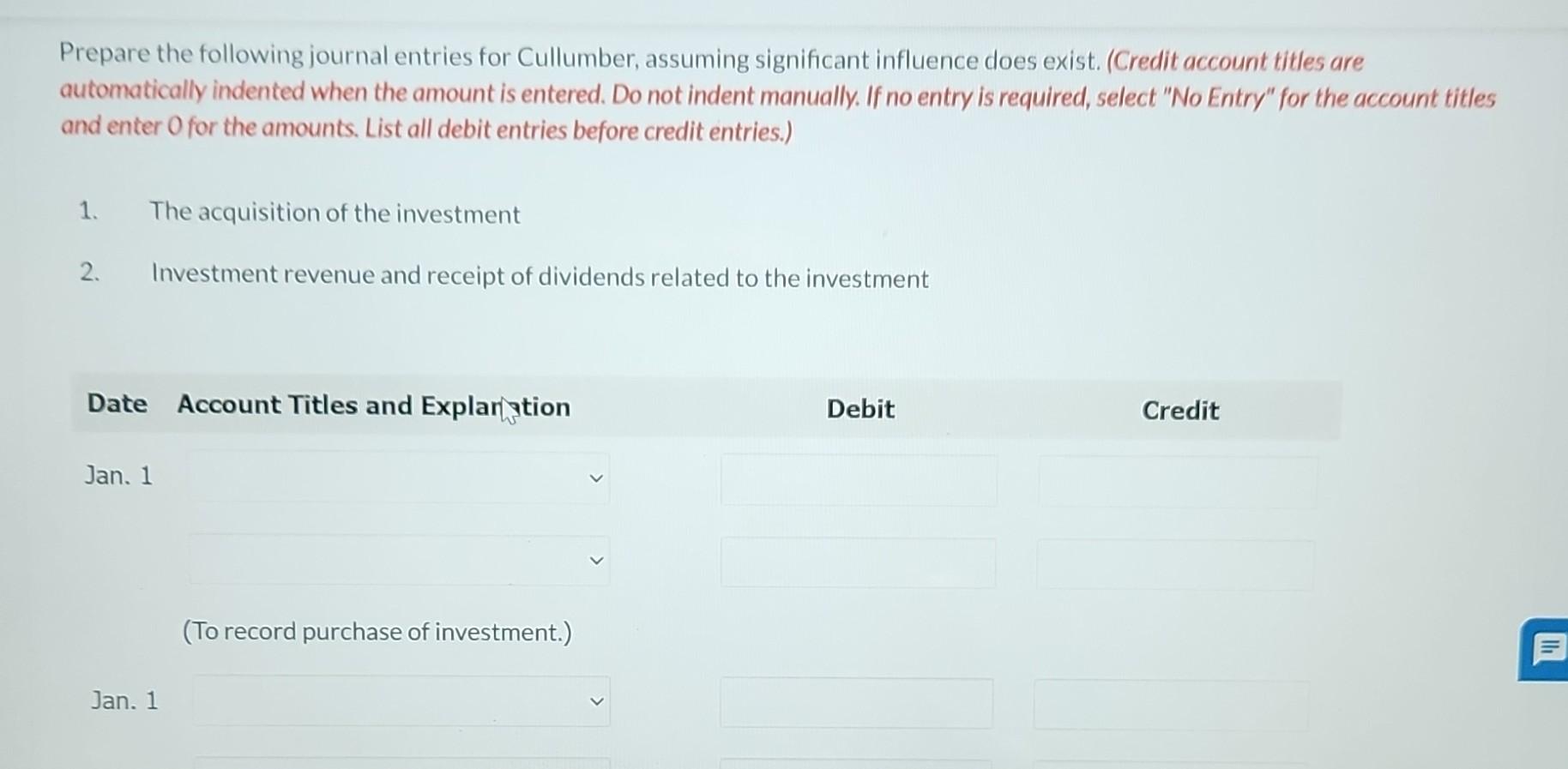 Solved On January 1, 2024, Cullumber Company, a public