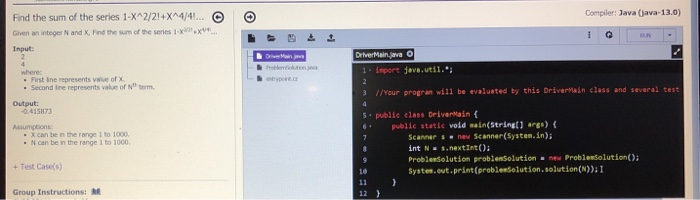 Solved Compiler: Java (java-13.0) i Find the sum of the | Chegg.com