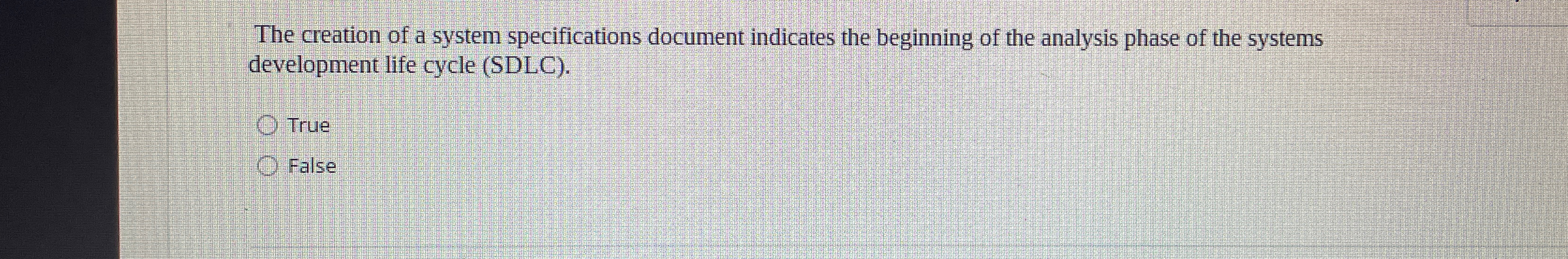 Solved The creation of a system specifications document | Chegg.com