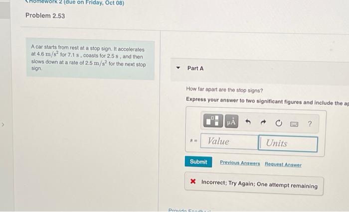 Solved 2 (due on Friday, Oct 08) Problem 2.53 A car starts | Chegg.com