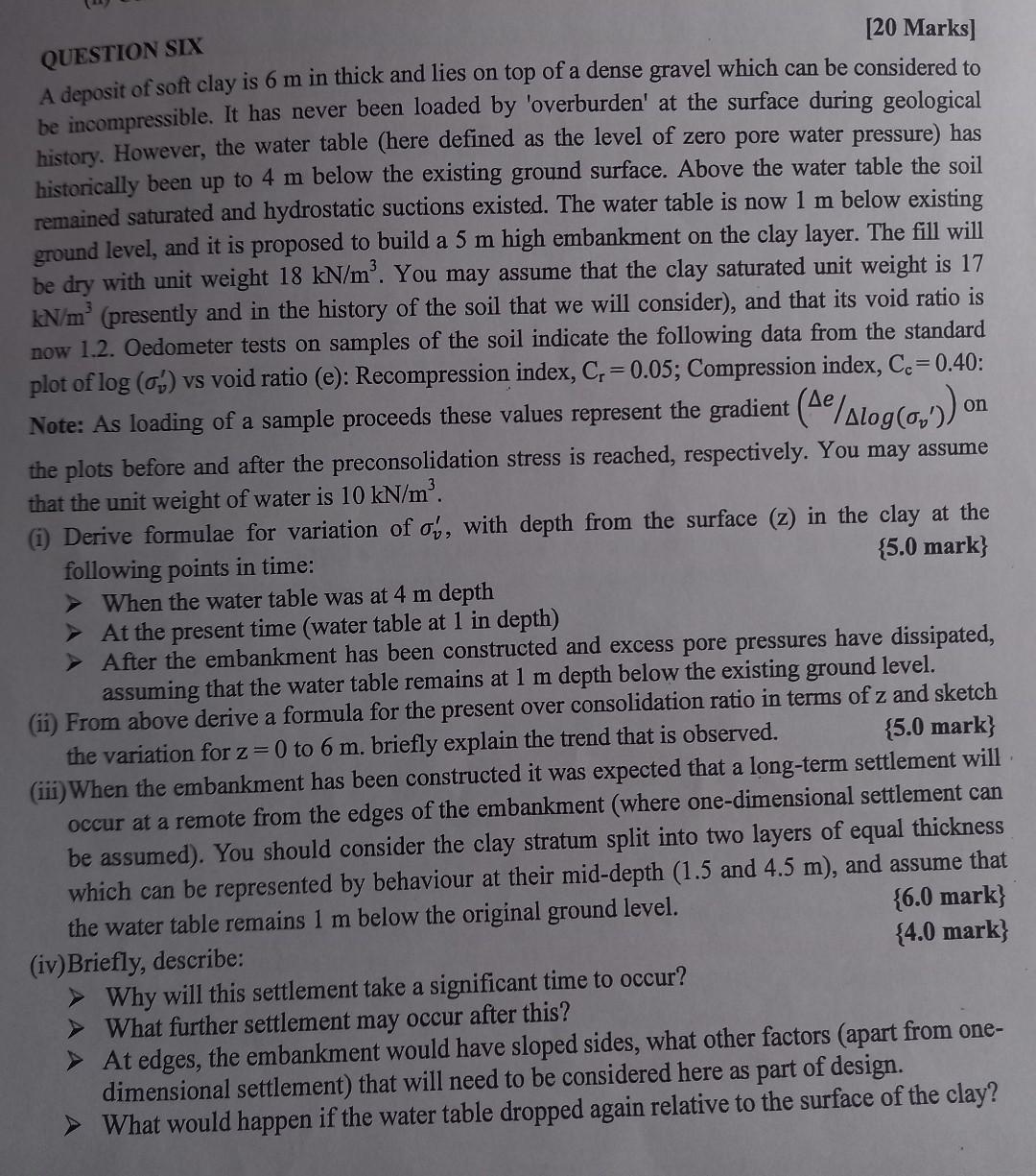 Solved Foundation Engineering question on Settlements and