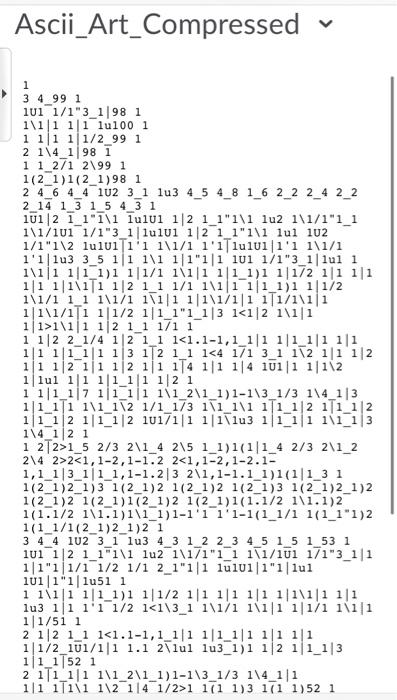 Solved You are given a file named Asci_Art_Compressed. Irt. | Chegg.com