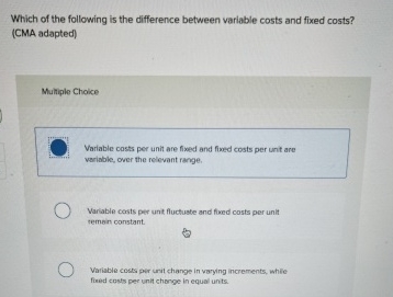 Solved Which of the following is the difference between | Chegg.com