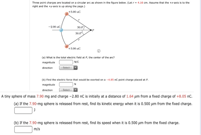 Solved Three Point Charges Are Located On A Circular Arc Chegg Com