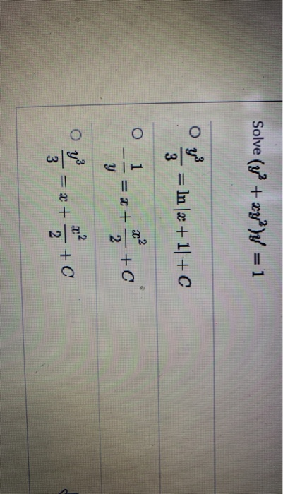 Solved Solve (ge + y = 1 Oy = In a + 11 +C 3 0 1 2 =c+ Y 2 | Chegg.com
