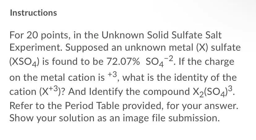 Solved Instructions For 20 points, in the Unknown Solid | Chegg.com