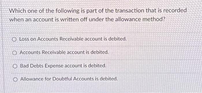 Solved Which one of the following is part of the transaction | Chegg.com
