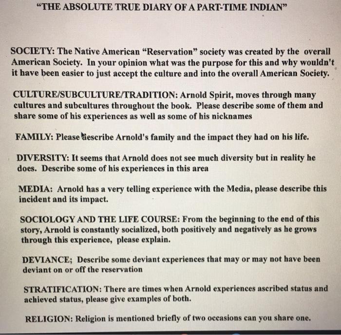 The Absolute True Diary Of A Part Time Indian Chegg Com