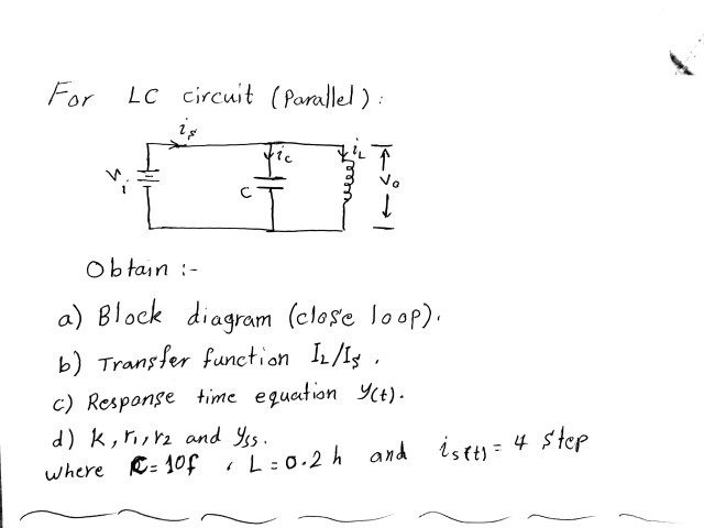 For Lc Circuit Parallel Ute Obtain A Block Chegg Com