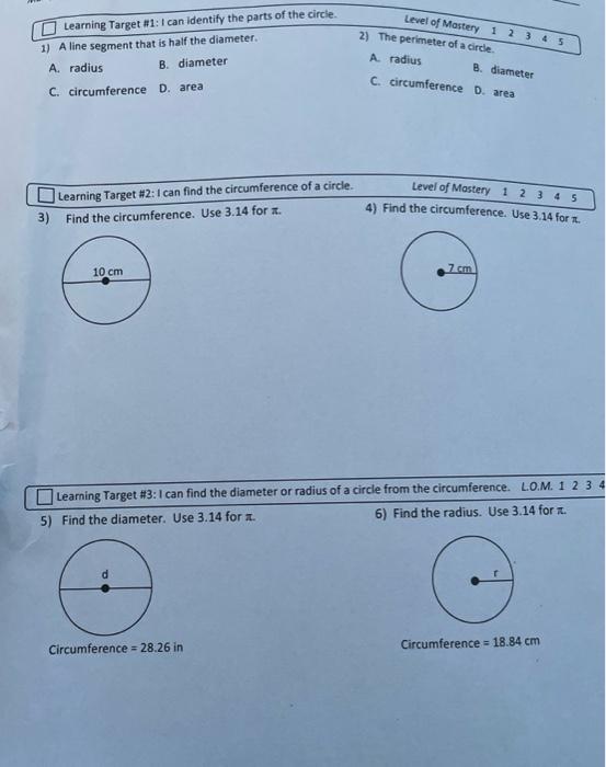 Solved 1) A line segment that is half the diameter. 2) The | Chegg.com