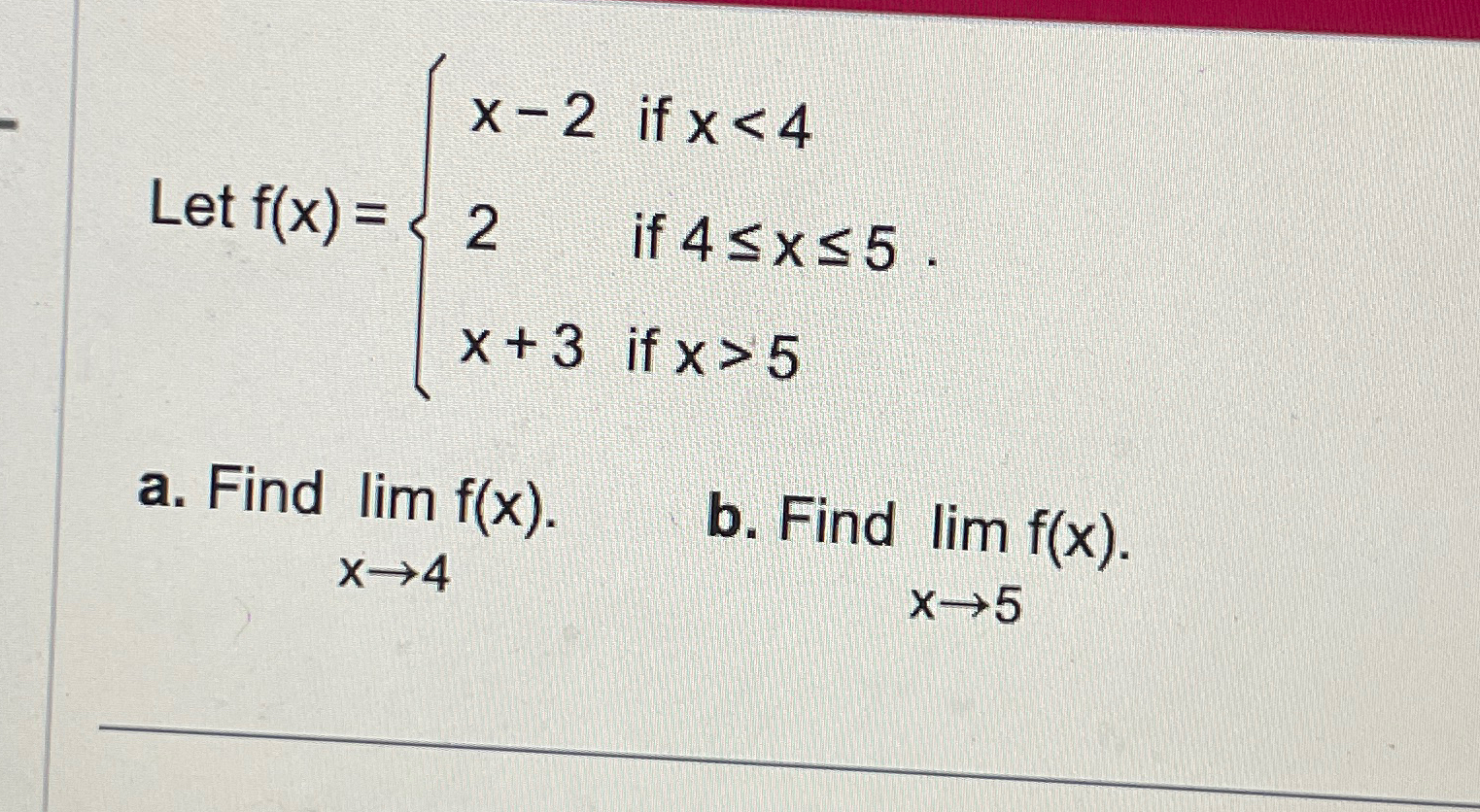 Solved Let f(x)={x-2 if x 5a. ﻿Find | Chegg.com