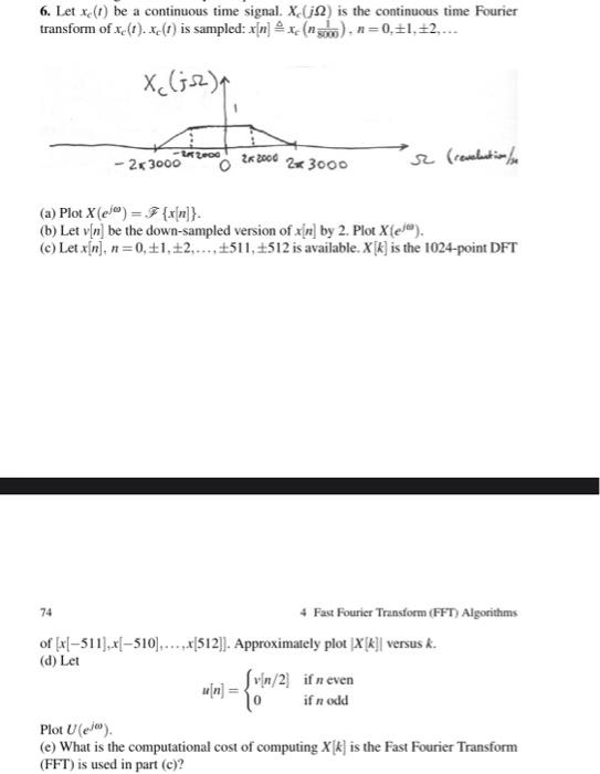 Solved 6. Let xc(t) be a continuous time signal. Xc(jΩ) is | Chegg.com