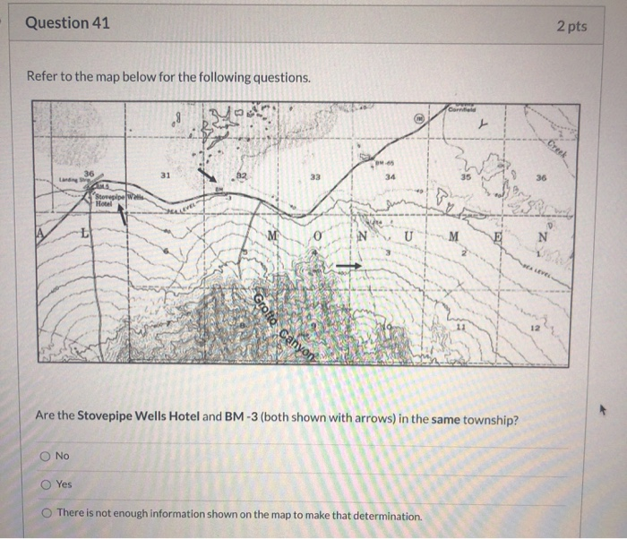 Solved Question 41 2 pts Refer to the map below for the | Chegg.com