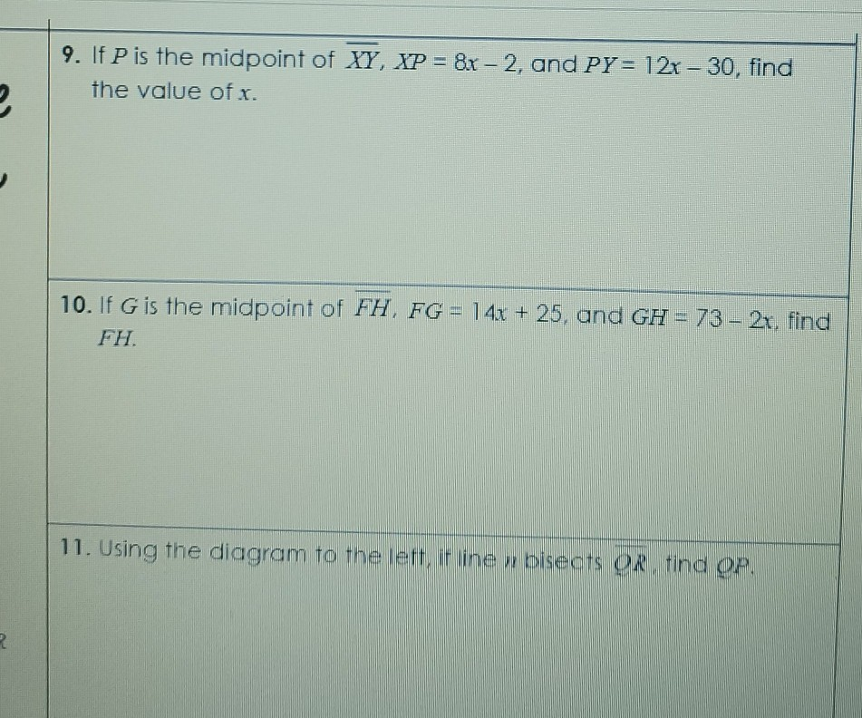 9 If P Is The Midpoint Of Xy Xp 8x 2 And Py Chegg Com