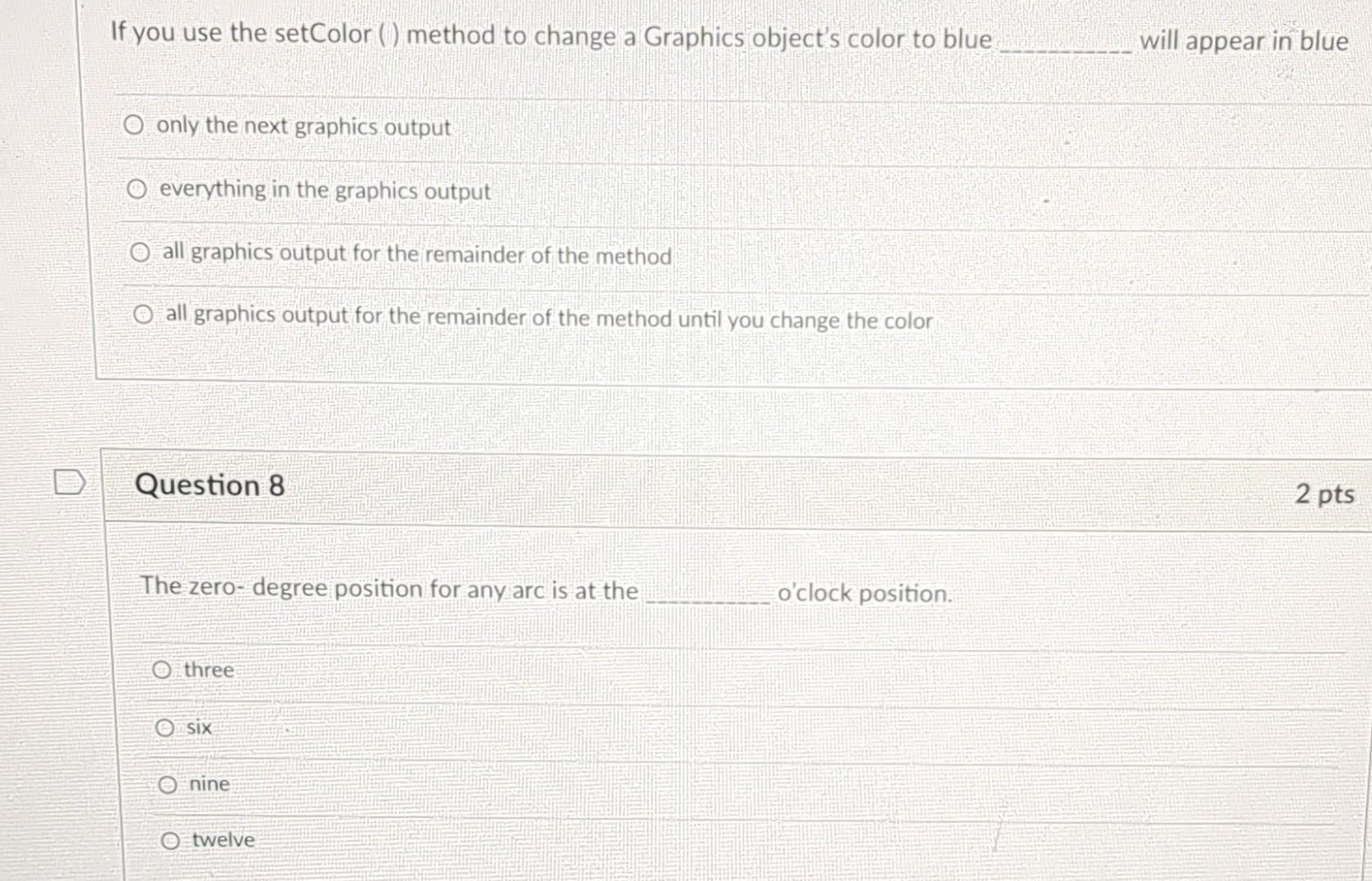 Solved If you use the setColor () method to change a | Chegg.com