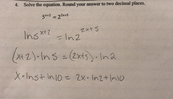 Solved 4. Solve the equation. Round your answer to two | Chegg.com