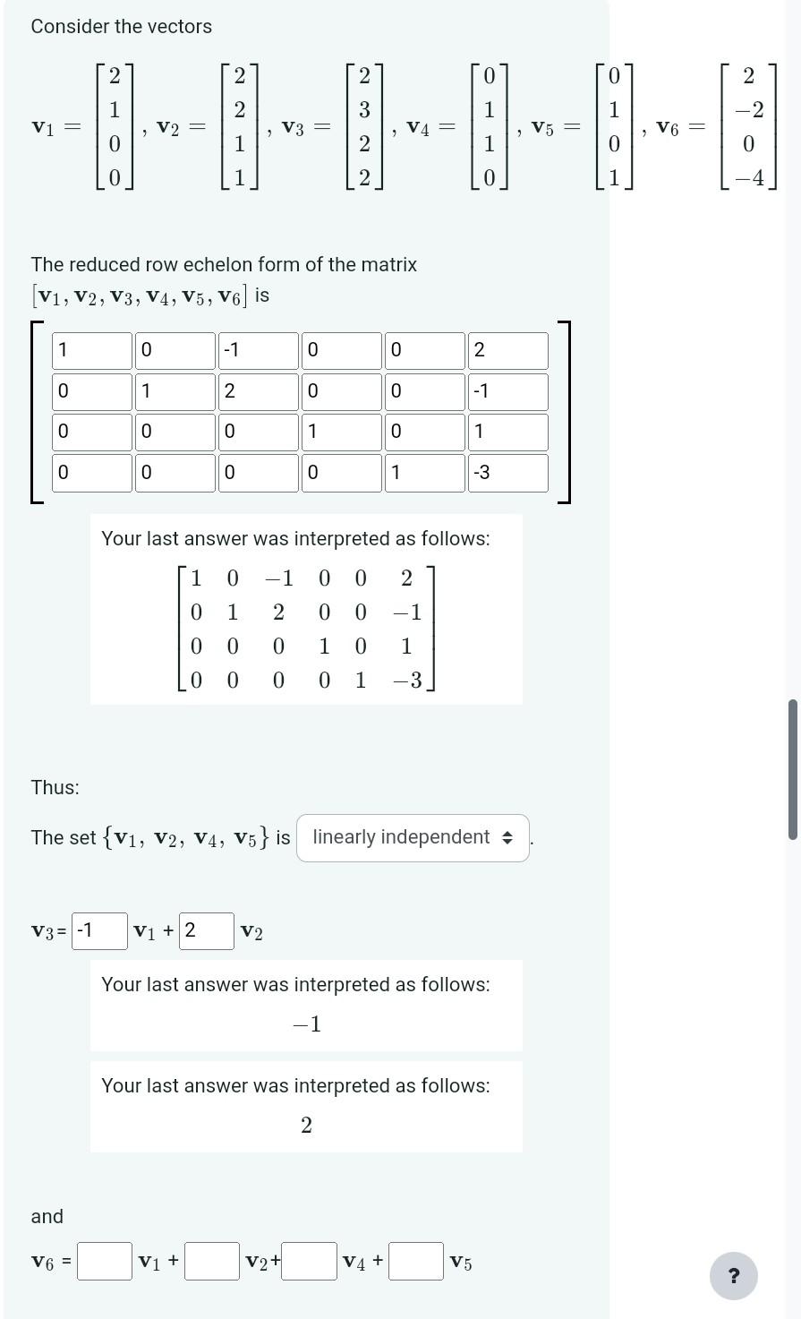 Solved Consider The Vectors | Chegg.com