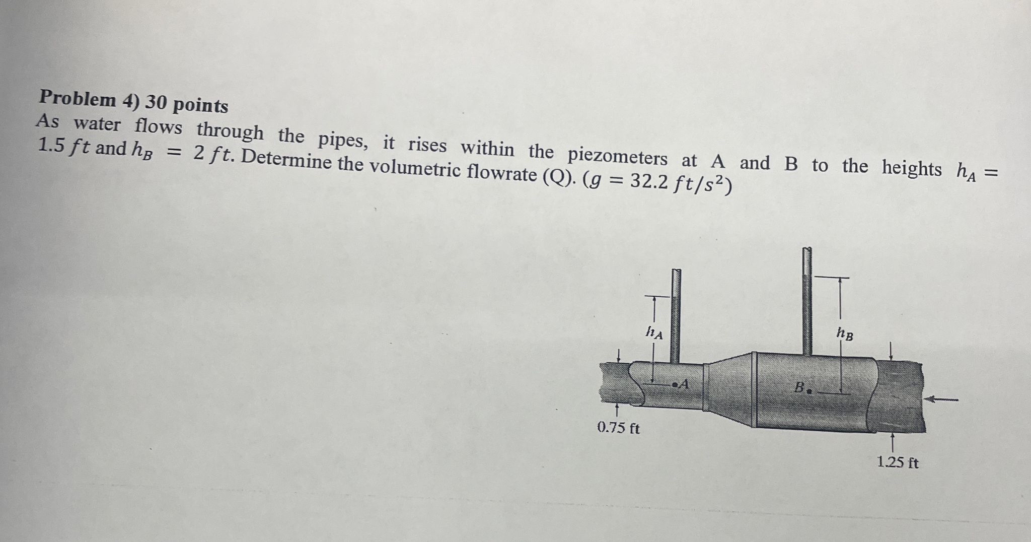 Solved Problem 4) 30 ﻿pointsAs water flows through the | Chegg.com