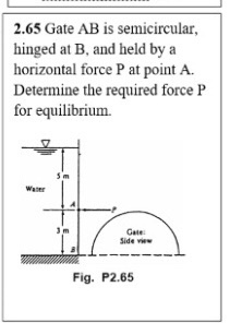 Solved 2.65 Gate AB Is Semicircular, Hinged At B, And Held | Chegg.com