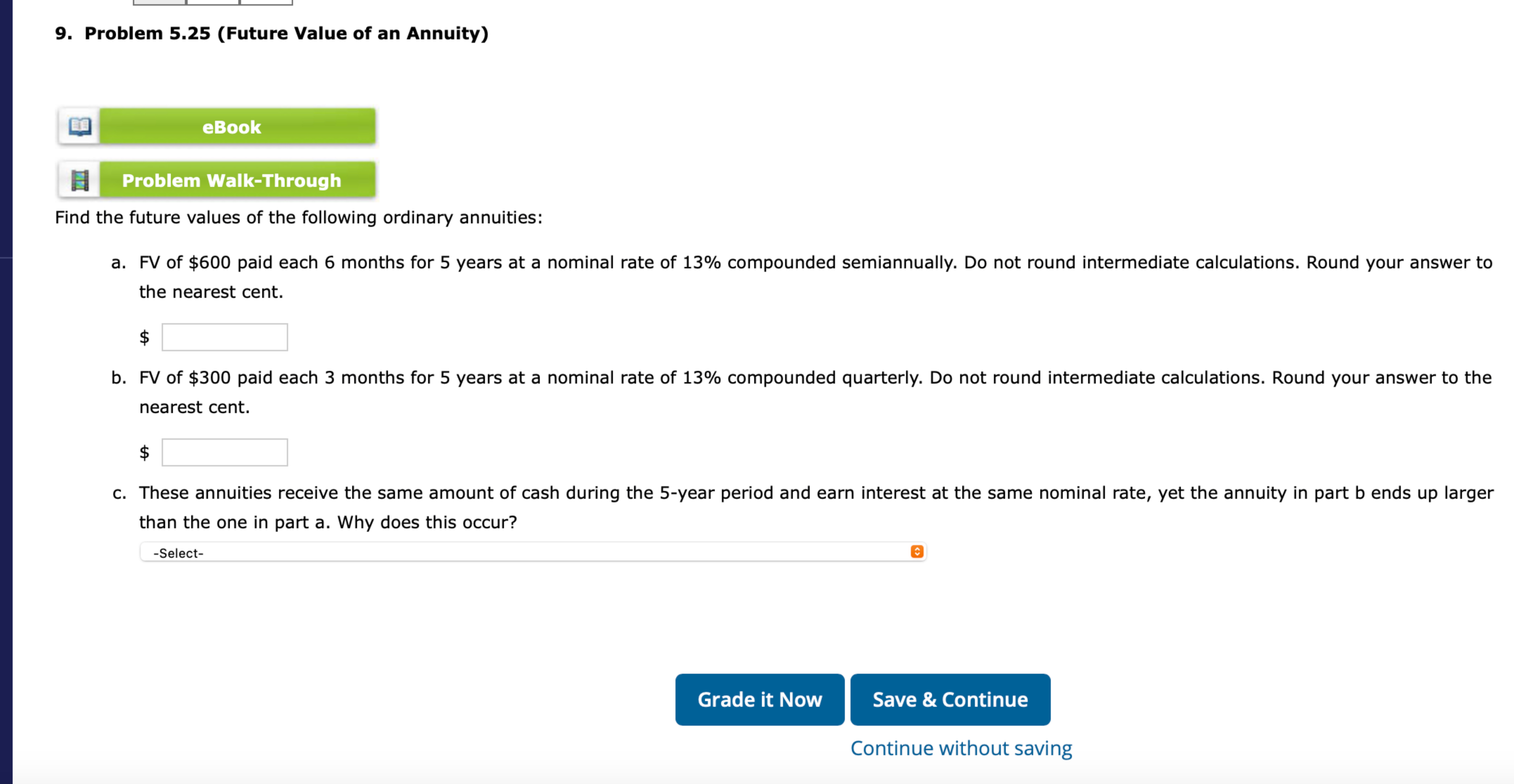 Annuity Problem Generator Solved Problem 5.25 (Future Value of an Annuity)Problem | Chegg.com
