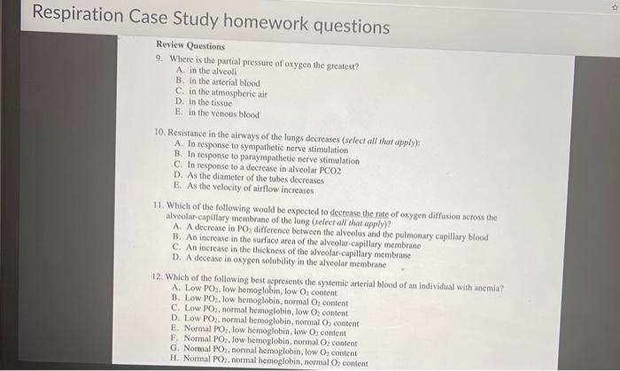 case study respiration answers