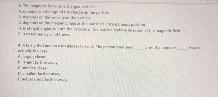 Solved 3. The magnetic force on a charged particle A. | Chegg.com