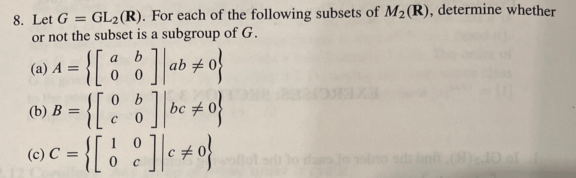 Solved Let G=G2(R). ﻿For Each Of The Following Subsets Of | Chegg.com