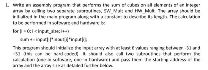 1. Write an assembly program that performs the sum of | Chegg.com