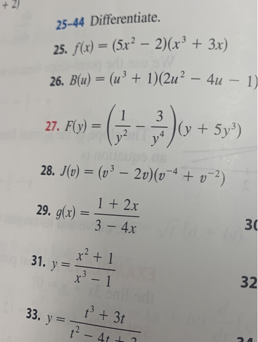 Solved 2 25 44 Differentiate 25 F X 5x2 2 X Chegg Com