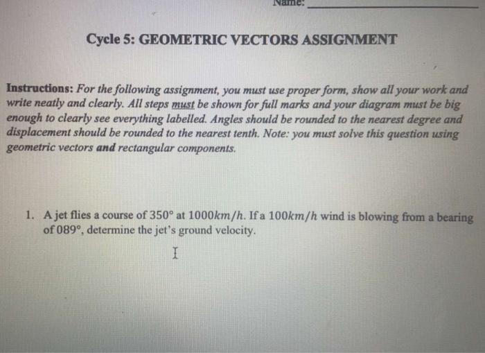Solved Nam Cycle 5: GEOMETRIC VECTORS ASSIGNMENT | Chegg.com